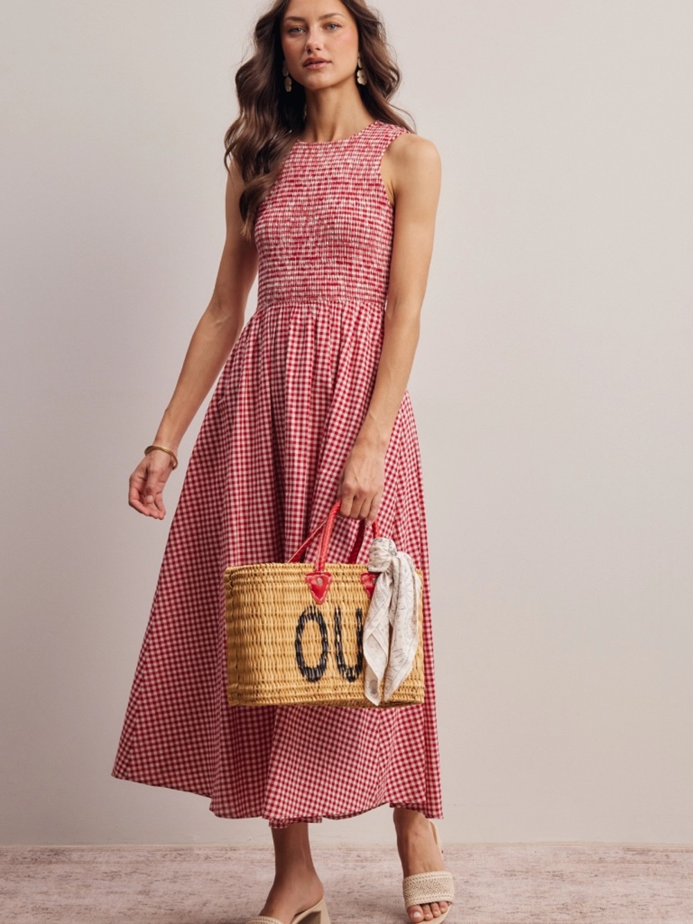 NWT Red and White Gingham Dress - Picture 2 of 8